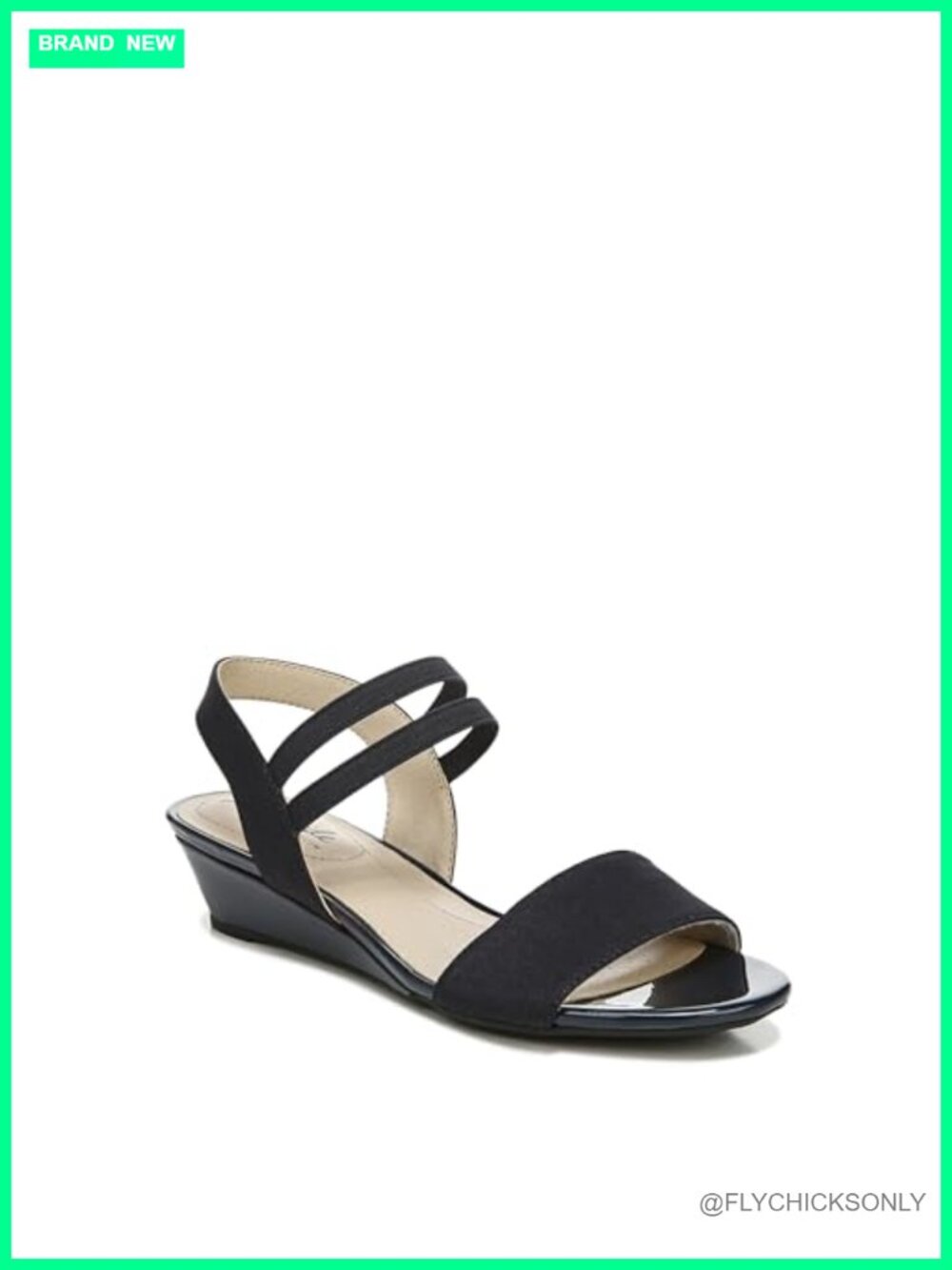Slip On Wedge Slingback Sandal Open Toe Elastic Fabric Casual